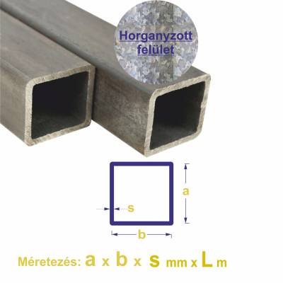 Zártszelvény horganyzott EN 10219-1, 20 x 20 x 2mm x 2m ±5mm 3db