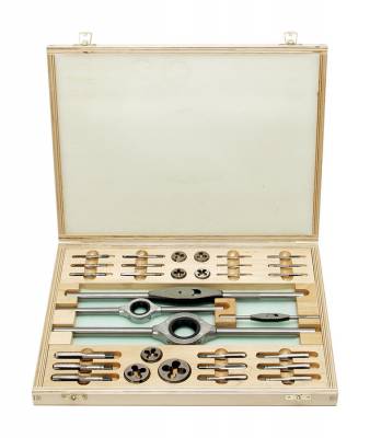 BUCOVICE menetszerszám készlet 33r. WS M3-M12 M1-D fadobozban No.310128