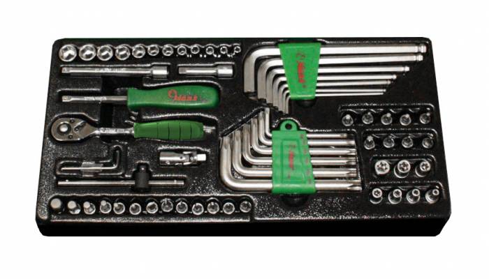 HANS 1/4˝ dugókulcs + hajlított csavarkulcs készlet 62r. TT-22G fiókmodul