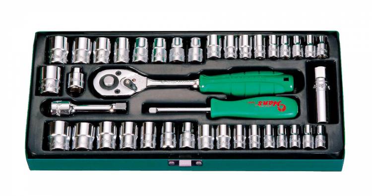 HANS 1/4˝+3/8˝ vegyes dugókulcs készlet 40r. 4-19mm + 3/16˝-3/4˝ 5640MA