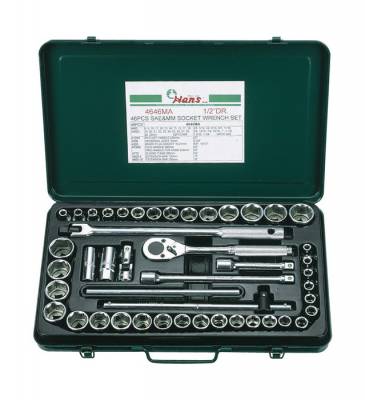 HANS 1/2˝ dugókulcs készlet 46r. 8-32mm + 3/8˝-5/4˝ 4646MA