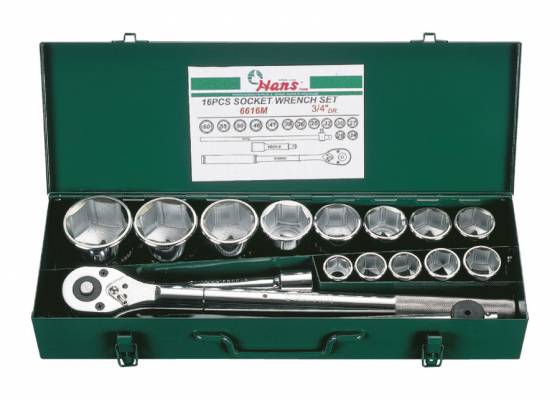 HANS 3/4˝ dugókulcs készlet 16r. 24-60mm 6616MZ