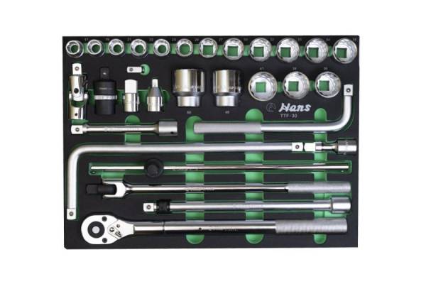 HANS 3/4&quot; dugókulcs készlet 30r. 17-50mm TTF-30 fiókmodul