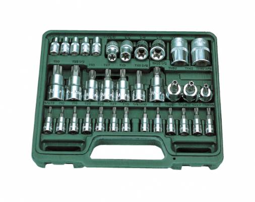 HANS 1/4&quot;+3/8&quot;+1/2˝ TORX, furatos TORX, E-STAR dugókulcsfej készlet 34r. 9634T