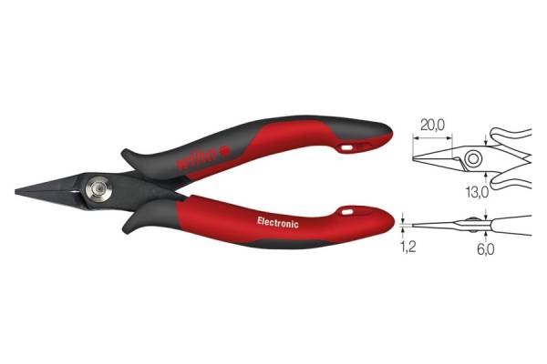 WIHA Electronic műszerész hegyes csőrű lapos fogó 135 Z36003/No.26801