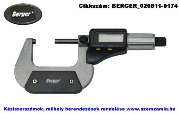 BERGER Digitális kengyeles mikrométer IP54 25-50/0,001mm