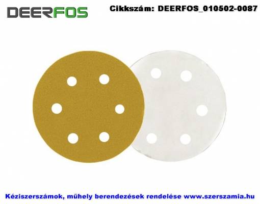 DEERFOS tépőzáras csiszolólap 6 lyukas CA331 d150 P40A, 25db/csomag