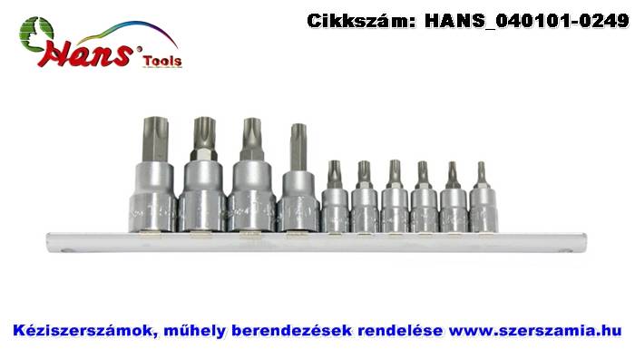 HANS 1/4 col plusz 3/8 col TORX bit-dugókulcsfej készlet 10 részes TX10-TX55 56024-10