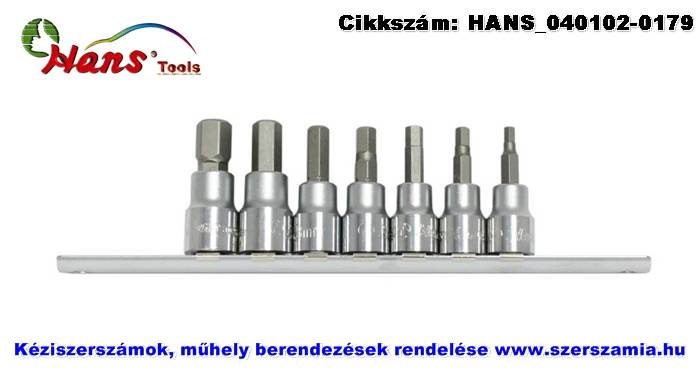 HANS 3/8 col imbusz bit-dugókulcsfej készlet 7 részes SW4-SW12 36026-7C