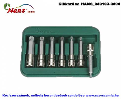 HANS 1/2 col XZN-12Pt hosszú bit-dugókulcsfej készlet 7 részes M5-M16 46028-47