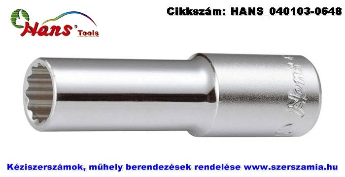 HANS 1/2 col hosszú dugókulcsfej 12 szögű 8x76mm 4302M08