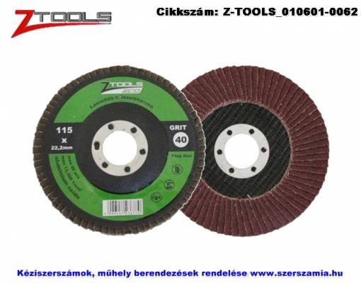 ZO-TOOLS lamellás csiszolótányér F27 egyenes d115x22,2 P60A 10db/csomag