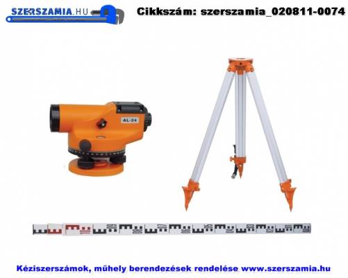 Optikai szintező műszerállvánnyal, szintezőléccel AL24 SET
