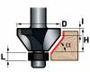 Felsőmaró fára, 45° kúpos szögmaró, csapágyas, d30 x h13, befogás: 8 mm, keményfém lapkás