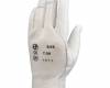 Bőrkesztyű, szürke színkecske/fehér vászon kézhát, méret: 6, 1 pár