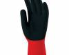 Mártott fekete Latex kesztyű, piros textil kézháttal, méret: 9, 1 pár