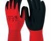 Mártott fekete Latex kesztyű, piros textil kézháttal, méret: 9, 1 pár