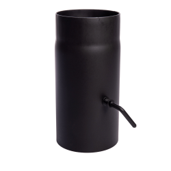 Füstcső, huzatszabályzó szeleppel, fekete, átmérő: 150mm, hosszúság: 250mm, lemez vastagság: 1,5mm