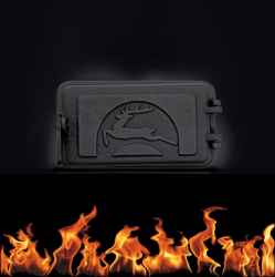 Cserépkályha hamuajtó matt fekete, külső méret: 225 x 135mm, falazó méret: 210 x 110mm, NIMROD