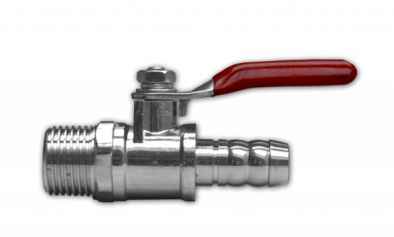 Levegő elzáró csap 1/2 col, 1/2 col tömlővéggell nikkelezett sárgaréz