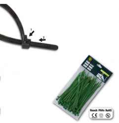 Kábelkötegelő újrahasználható, zöld, 7,6x300mm 100 db (K50)