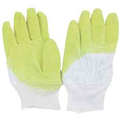 Kesztyű TWITE, könnyített kézhát, pamut, latexba mártott,sárga méret:10