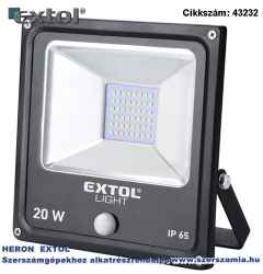 Led lámpa, falra szerelhető reflektor mozgásérzékelővel, 20W, 1500 lm, ip65, 230V/50Hz, 0,72 kg