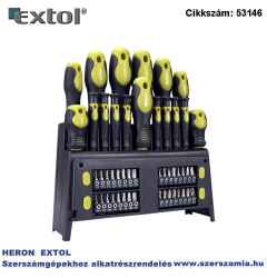 Csavarhúzó készlet CRV, mágneses, 4 db-os lapos plusz 4 db-os PH plusz 8 db-os órás csavarhúzó plusz bit-ek