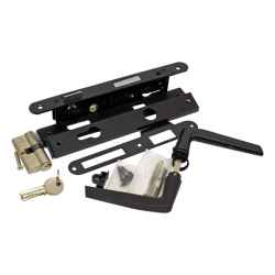 25 x 85 x 22mm 1231 fekete portálzár, váltós, 4cm, plusz betét, kilincs