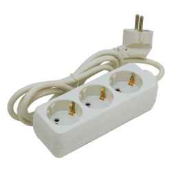 3m-es villamos elosztó, 3 aljzat, földelt, 250V/16A, max :3500W
