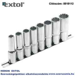 Hosszított MULTI LOCK dugófej készlet 1/2 col, 8 db-os 10, 12, 13, 14, 16, 17, 19, 22 mm, tartó sínen