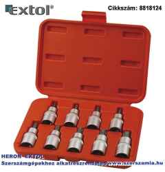 Bitdugófej készlet, 9 db-os TORX, 1/2 col x 55 mm T20-25-27-30-40-45-50-55-60, S2 acé