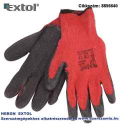 Kötött kesztyű, pamut, vörös, latexbe mártott, csúszásgátló tenyér, méret: 8 EXTOL PREMIUM
