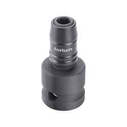 Adapter, impakt 1/4col BIT-ek gépi befogásához, 1/2col gépi befogás, gyorskioldóval, CrMoV, hossz: 49 mm