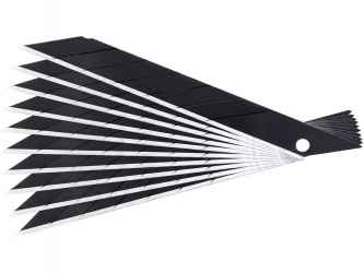 Pótpenge 10 db, fekete, tripla vágóéllel, 9×100×0,7mm, SK2 acél, HRC > 67, lézeres élezés