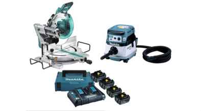 MAKITA DLS111ZU plusz DVC864LZ plusz 4db BL1850 plusz dupla töltő