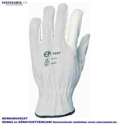 Bőrkesztyű, szürke színmarha tenyér/hasíték kézhát, méret: 8, 10pár / csomag