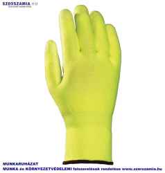 Vágásbiztos, sárga HDPE MIIZU védőkesztyű PU borítással, méret: 9 , 1 pár