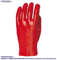 Mártott PVC kesztyű, piros, 27cm hosszú, méret: 9, 10pár / csomag