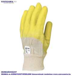 Mártott sárga Latex kesztyű, csúszásbiztos, szellőző kézhát, méret: 10, 12pár / csomag