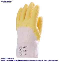 Mártott sárga Latex kesztyű, csúszásbiztos, erős, szellőző kézhát, méret: 10, 12pár / csomag