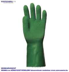 Mártott zöld krepp Latex kesztyű, érdes, csúszásálló, 32cm, méret: 10, 1 pár