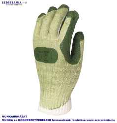 Mártott zöld vulkanizált Latex kesztyű, kötött szellőző kézhát, méret: 8, 12pár / csomag