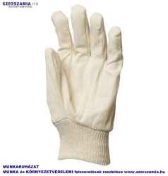 Varrott pamutvászon, fehér kesztyű, gumírozott mandzsetta, méret: 10, 12pár / csomag