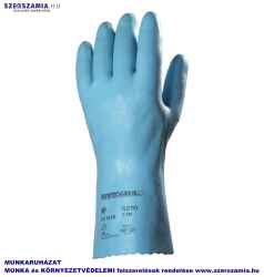 MÁRTOTT Kék gumikesztyű, saválló, 30cm/1,3mm, pamut belső, méret: 6, 10pár / csomag