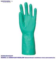 Vegyszerálló védőkesztyű, Nitril, zöld, 33 cm / 0,38 mm , méret: 6, KIFUTÓ termék, Helyettesítő: 5510 10pár / csomag