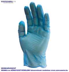 VINYL kék színű kesztyű, lúgálló, púderozott, méret: M, KIFUTÓ termék, Helyettesítő: 5706-12 100db / doboz