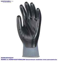 Szerelőkesztyű, szürke PA/tenyéren fekete Nitril mártás, méret: 8, KIFUTÓ termék 10pár / csomag