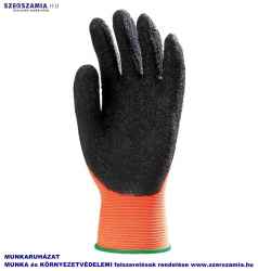 Szerelőkesztyű, Fluo narancs Nylon, fekete Latex tenyér, méret: 6, KIFUTÓ termék, Helyettesítő: 1LACO 10pár / csomag
