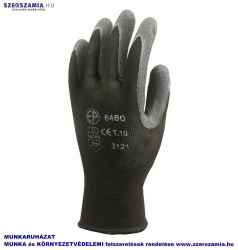 Szerelőkesztyű poliamid fekete kondenzált Latex kesztyű, méret: 7, 10pár / csomag